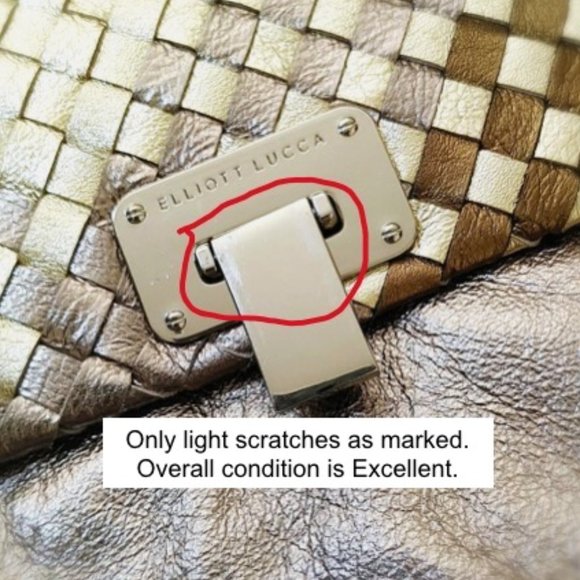 ELLIOTT LUCCA 3in1 Bag Metallic Gold Weaved Leather Clutch Shoulder Bag … - Picture 12 of 12